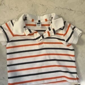 Janie and Jack Striped Polo - Orange, Navy White